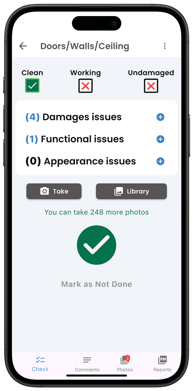 Clean Damages Working Screen